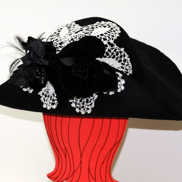 Women\'s Picture Frame Wide Brim Hat 100%Wool OOAK main image 6